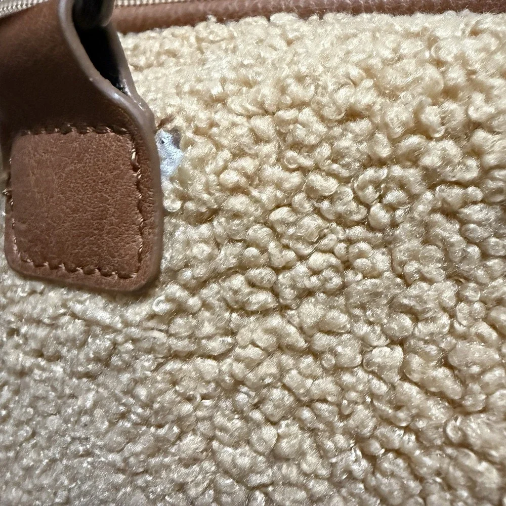 Cozy Teddy Comfort Mommy Bag by Childhome Brown Fuzzy Soft Large Duffle Baby Bag